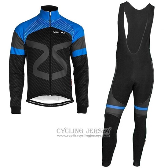 2019 Cycling Jersey Nalini Black Blue Long Sleeve And Bib Tight